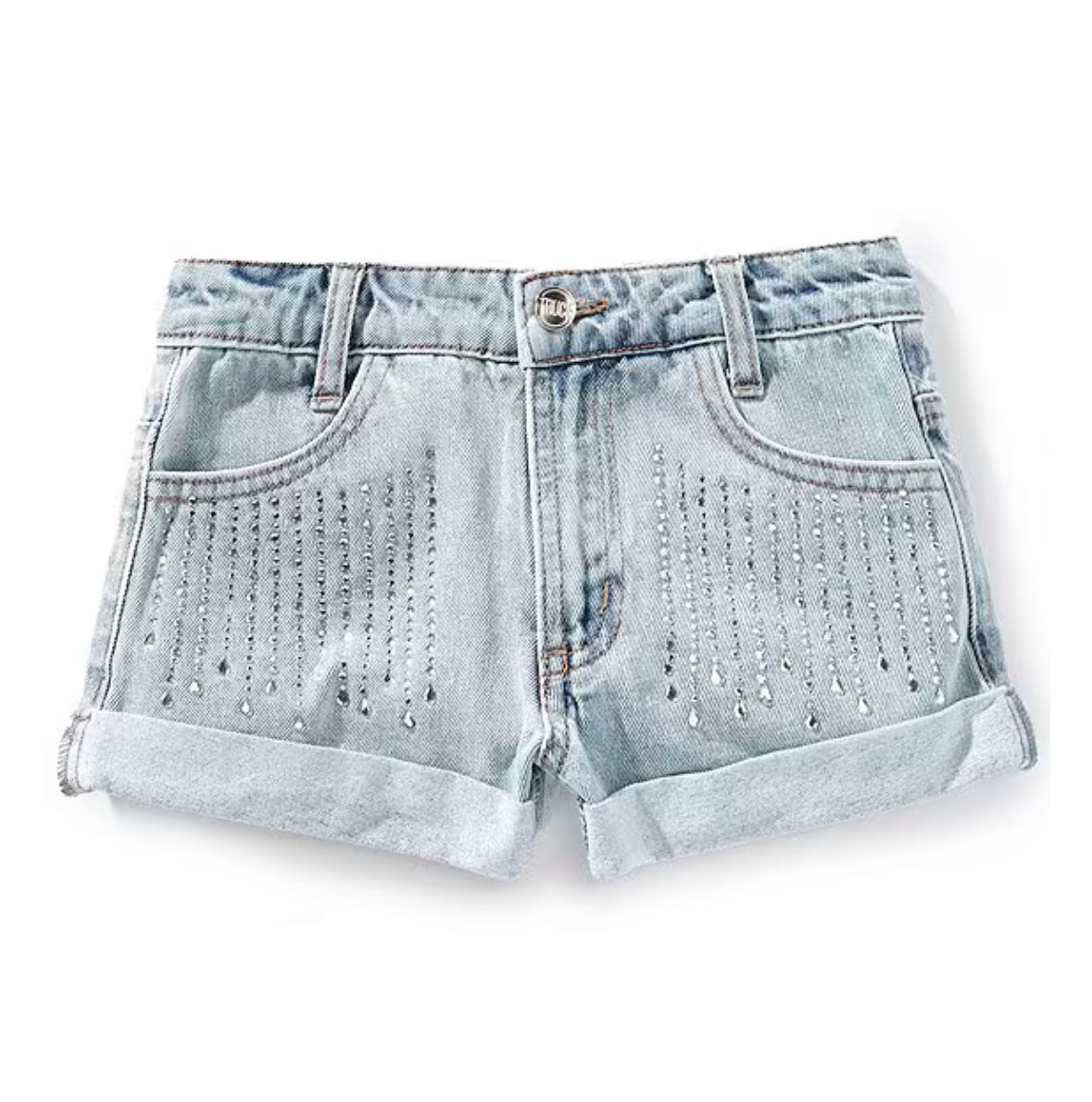 Denim shorts with rhinestones