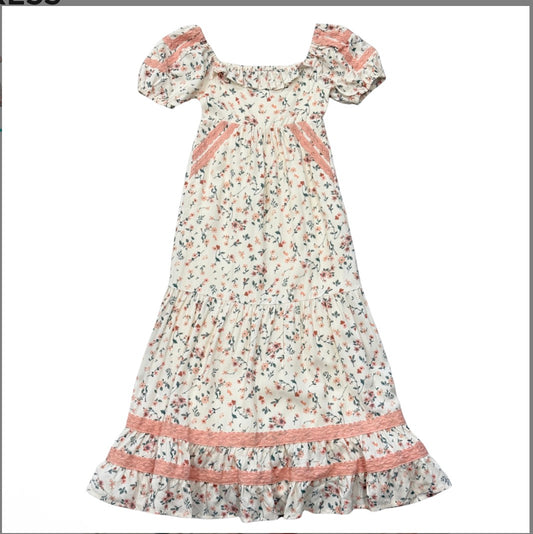 Peasant Ruffle Maxi Dress