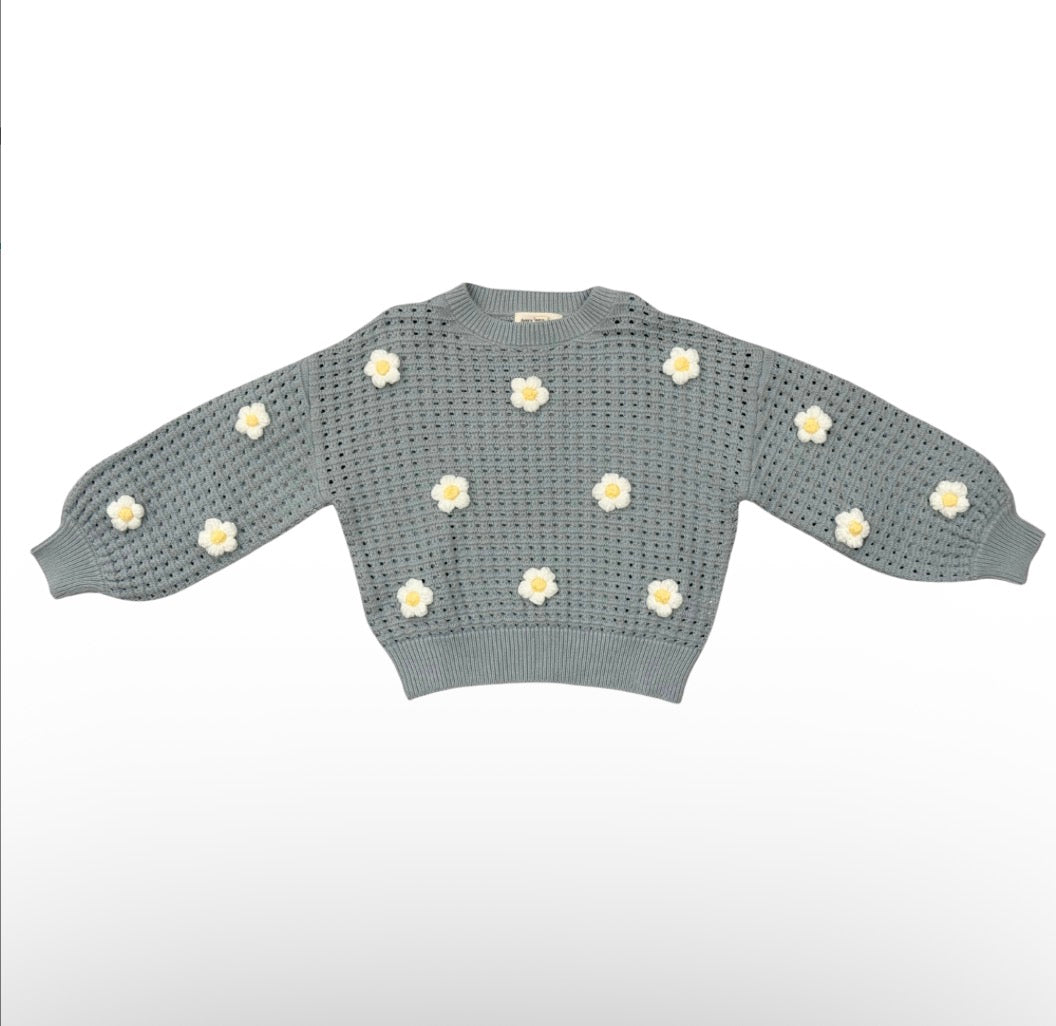 Open Weave Flower Sweater