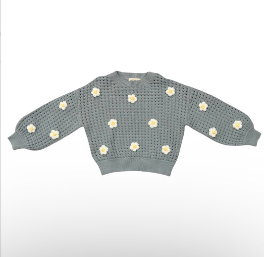 Open Weave Flower Sweater