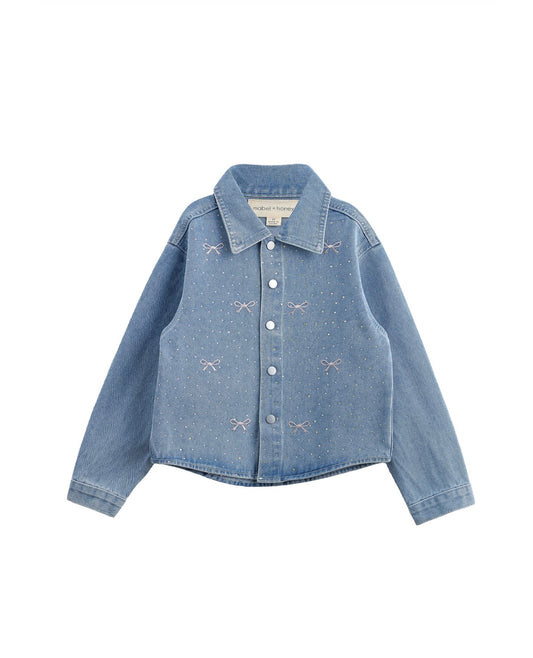 Rhinestone Bow Denim Jacket