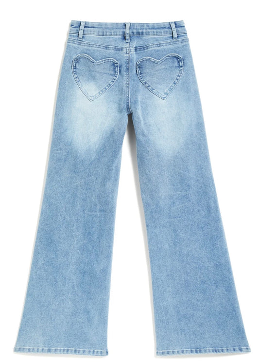 Heart patch pocket wide leg