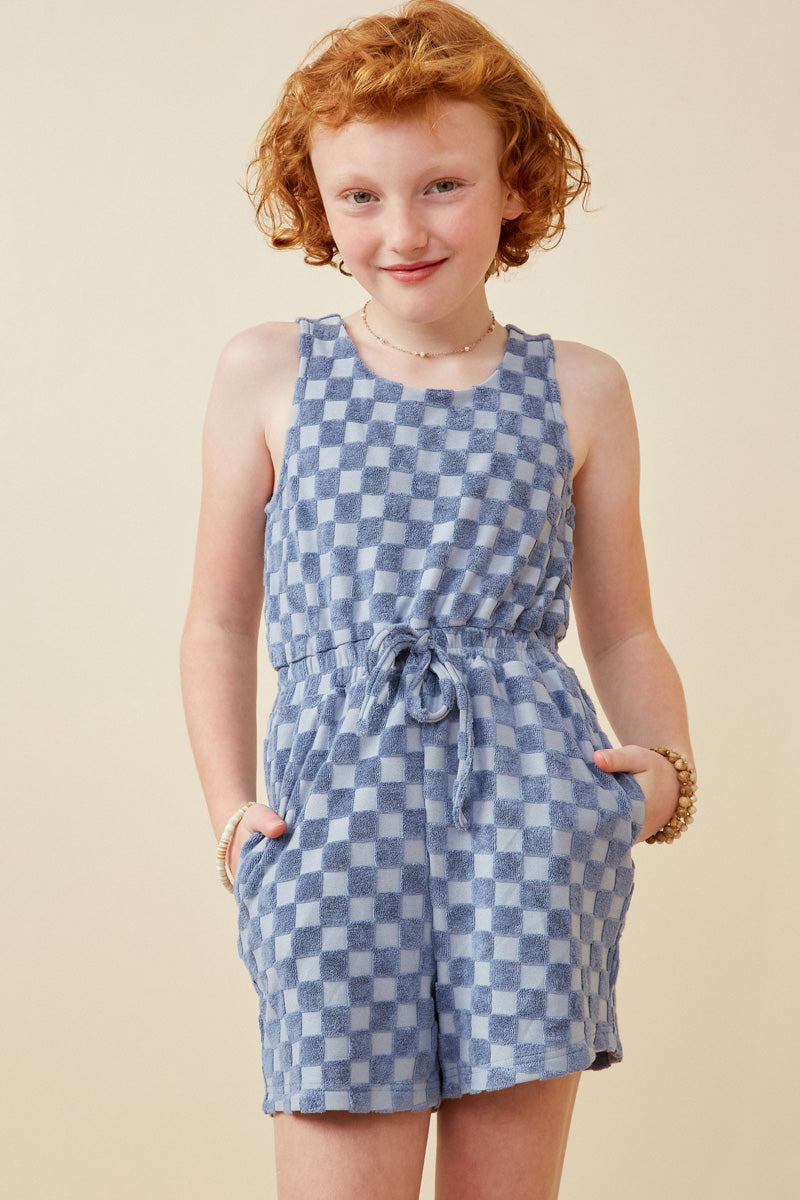 Checkered Terry Burnout Tank Romper