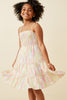 Watercolor Print Smocked Tiered Tank Dress
