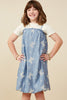 Crochet Bow Embroidered Balloon Hem Dress