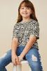 Leopard Print Drop Shoulder Terry Tee