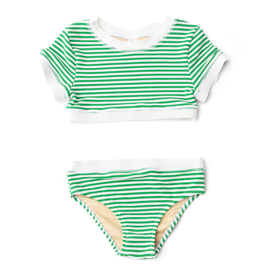 Green Stripe Ribbed Bikini