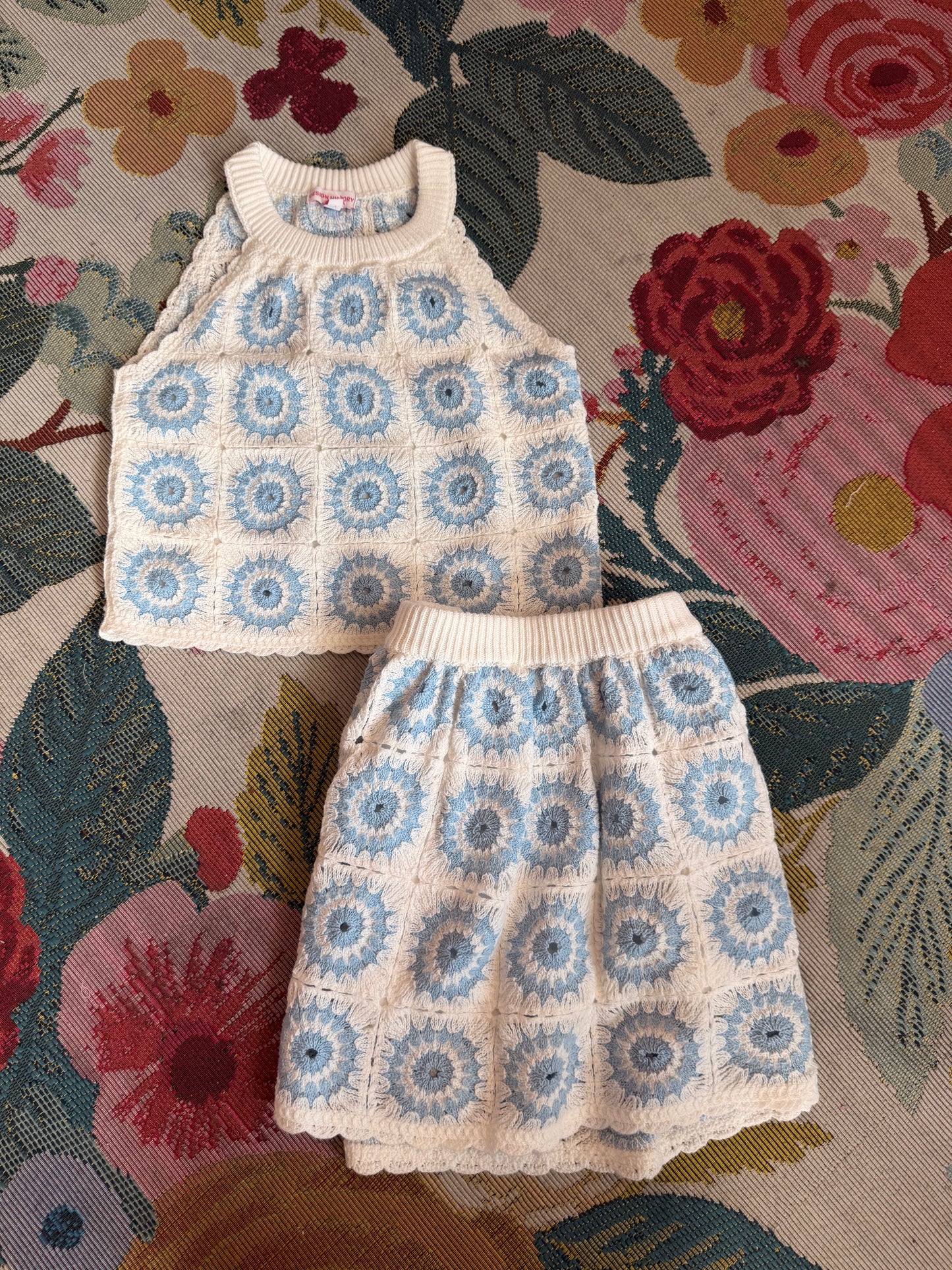 Floral LT Blue Crochet Set