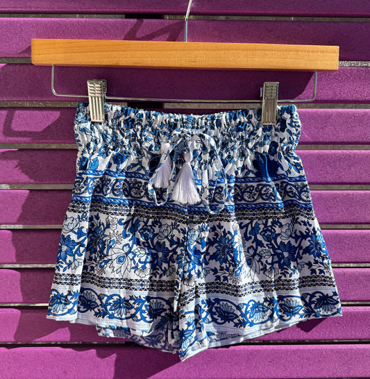 Smock Short Blue Flower