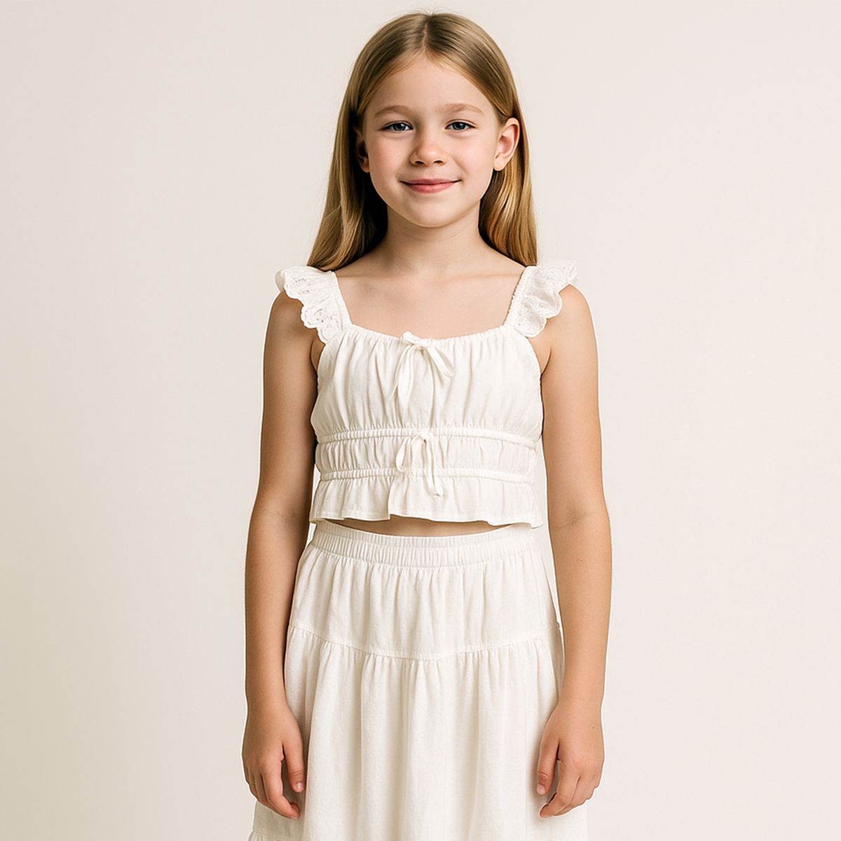 Rouched Woven Crop Top