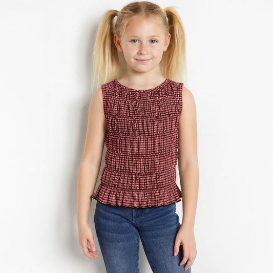 Gingham Smocked Tank Top