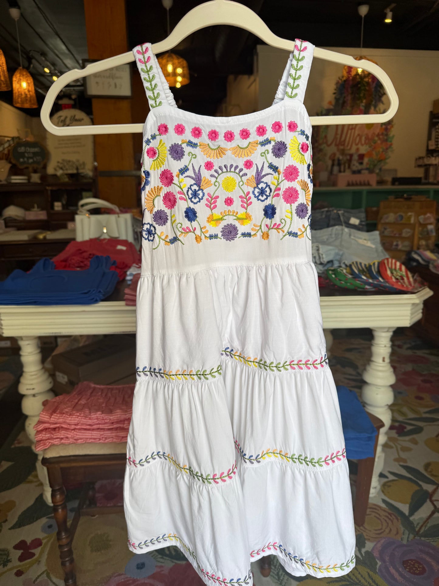 Flower Embroidered Tiered Dress
