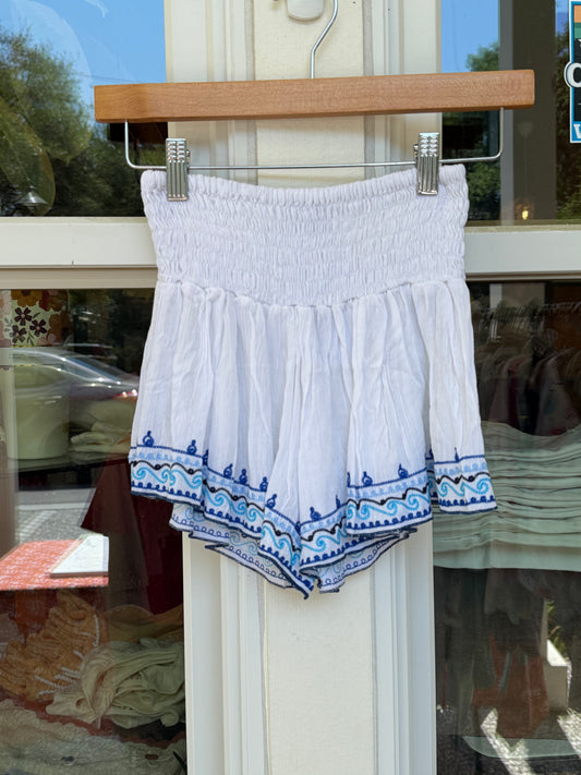 Brissa Blue Embroidered Short