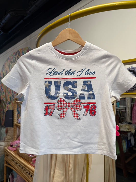 USA Gingham Bow Tee