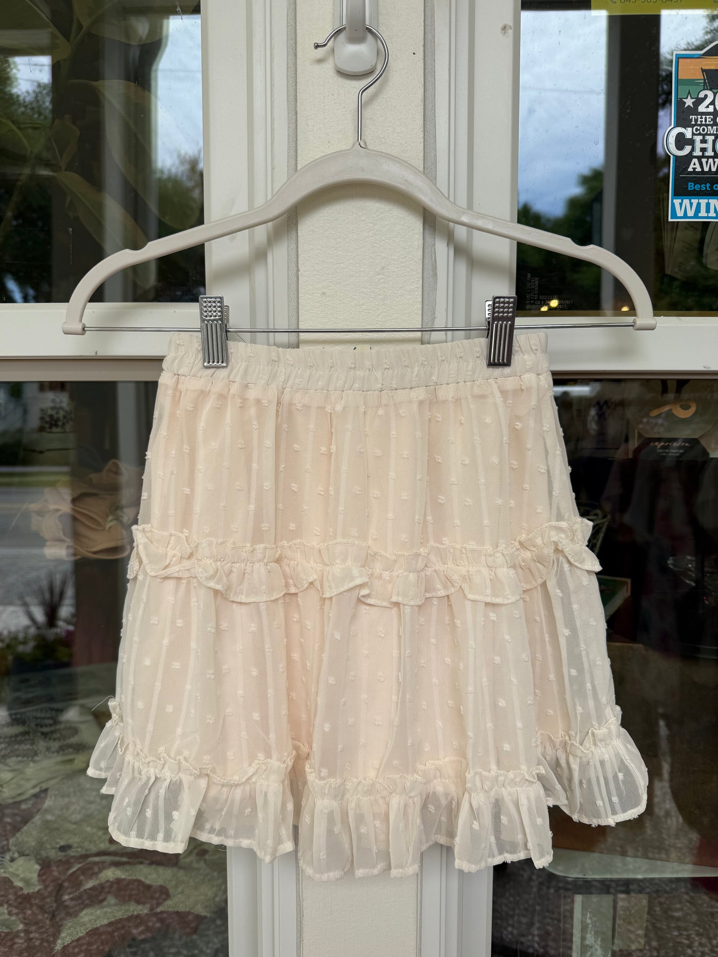 Ruffle Hem Swiss Dot Skirt