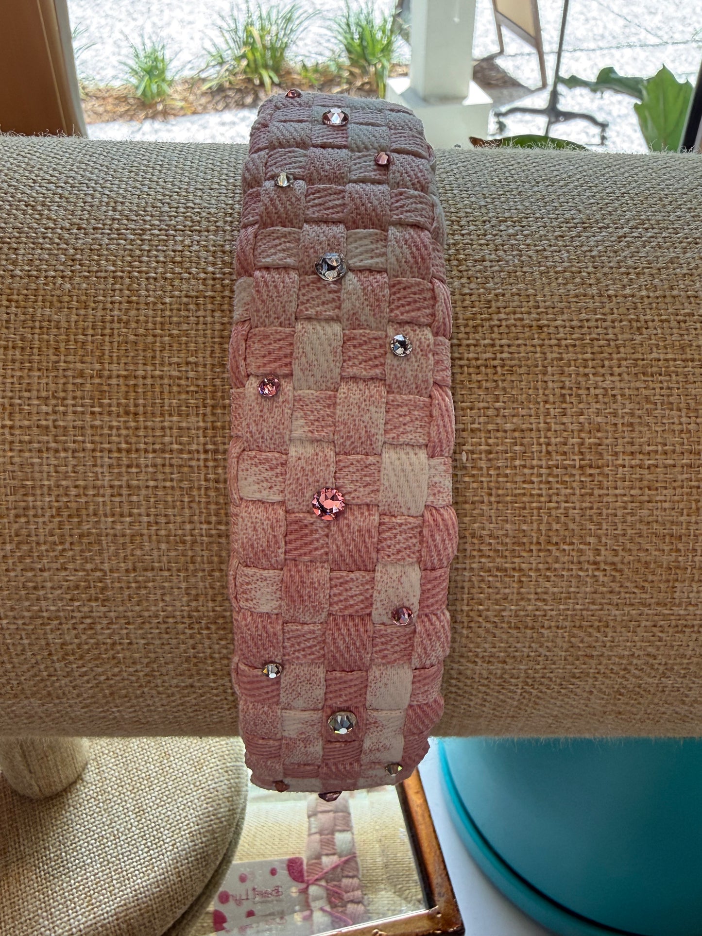 crystallized denim weave headband