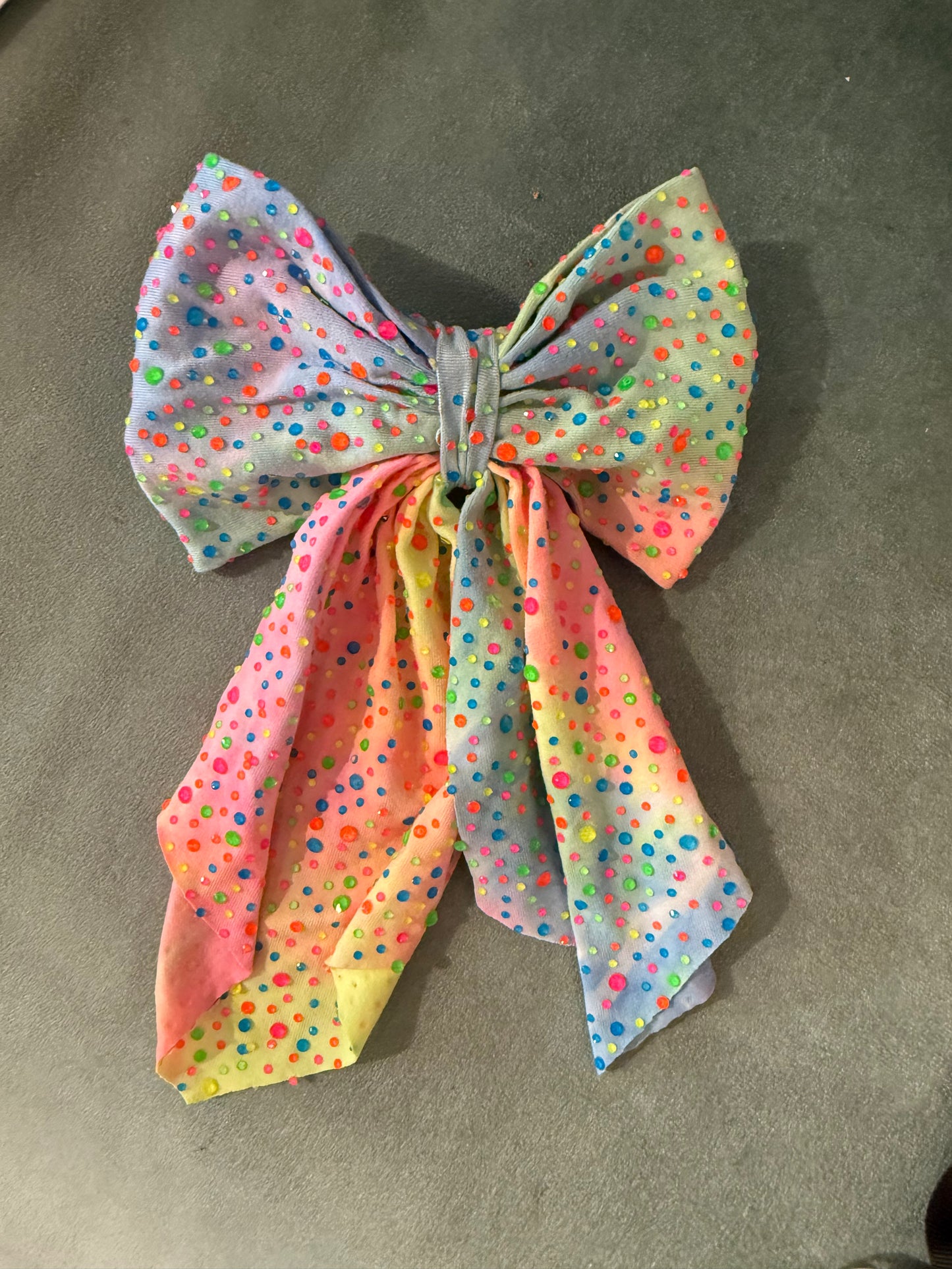 Neon Jeweled Bow Tail Clip