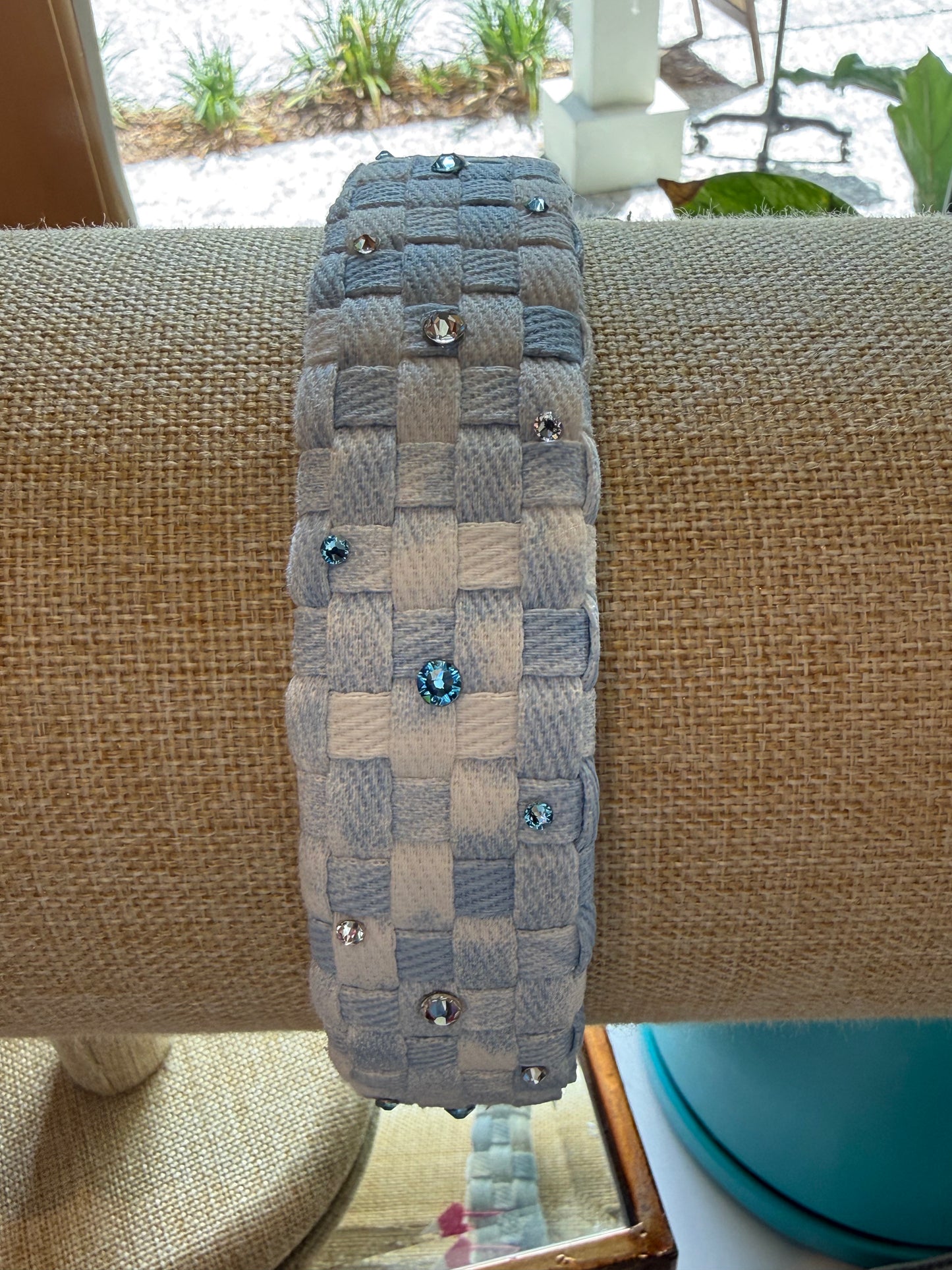 crystallized denim weave headband