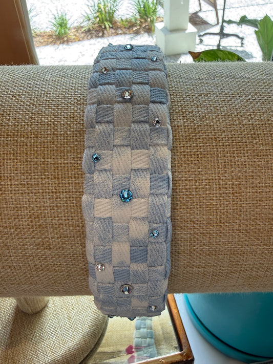 crystallized denim weave headband