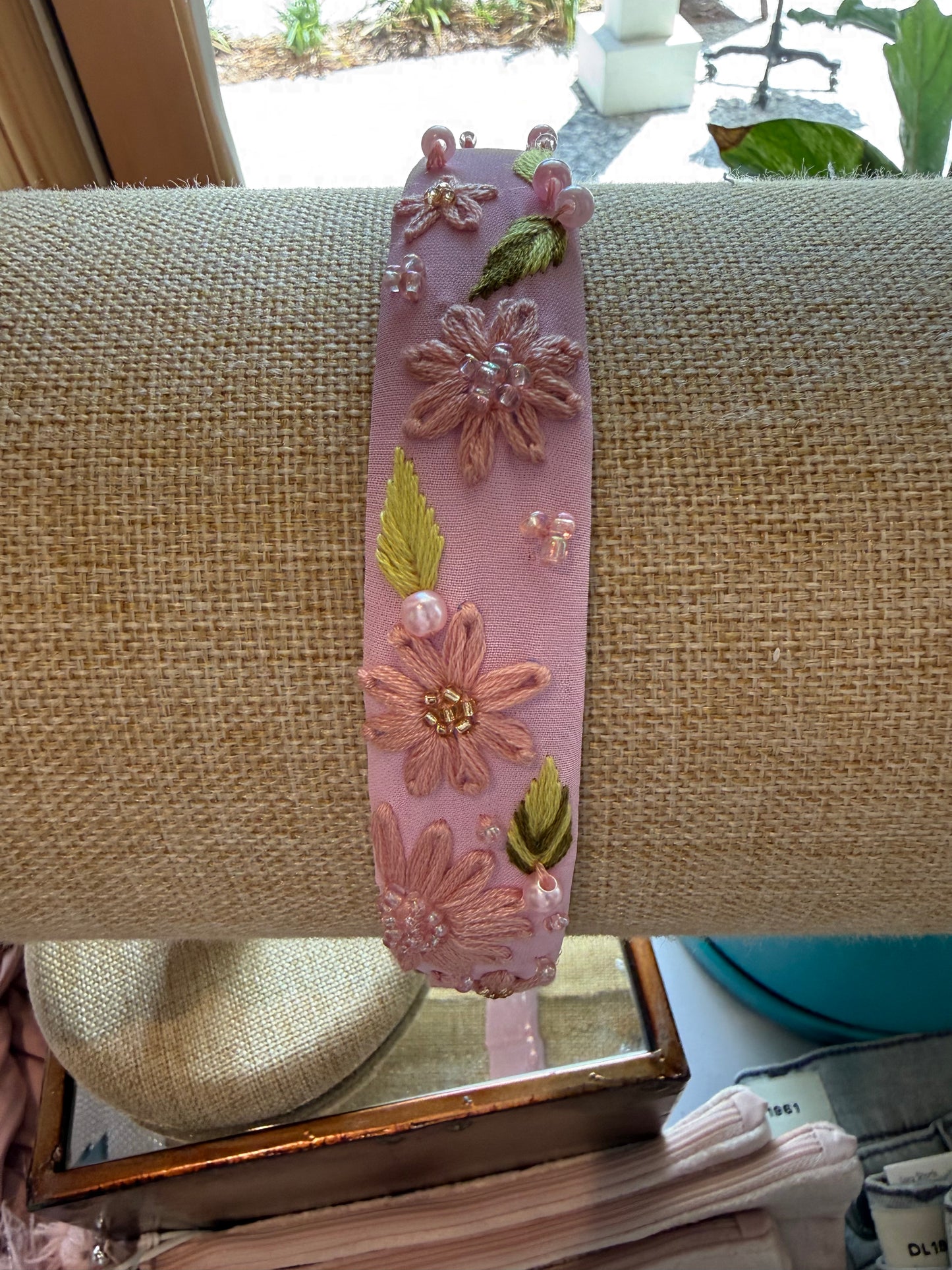 embroidered flower pad headband