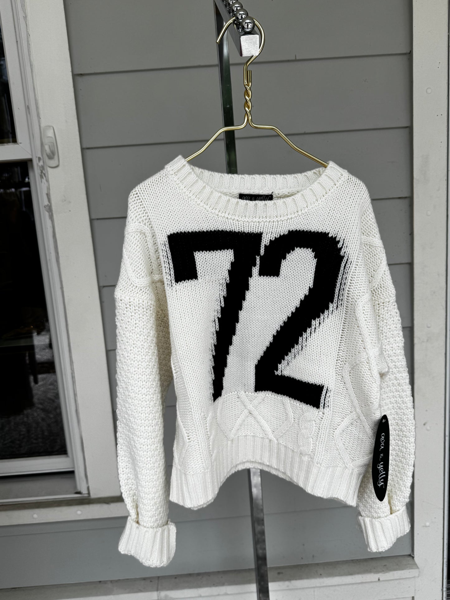 Varsity Number Cable Sweater