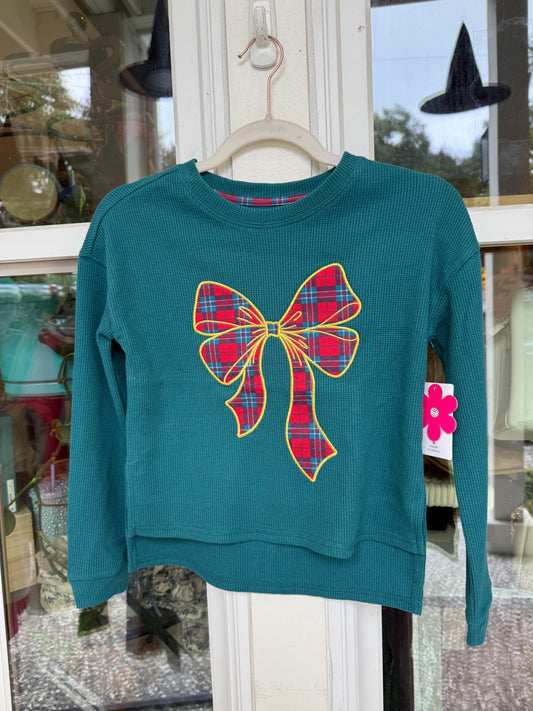 Tartan Bow Waffle Knit Shirt