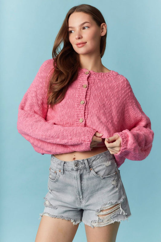 Hot Pink Oversized Cardigan