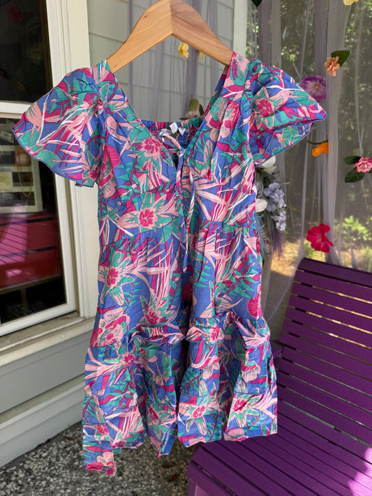 Blue Tropical Sylvia Dress