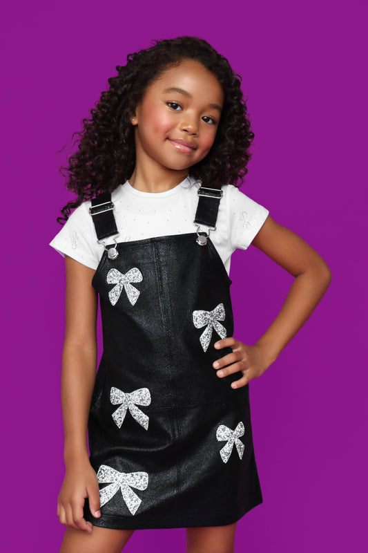 Bow Overall Dress Black