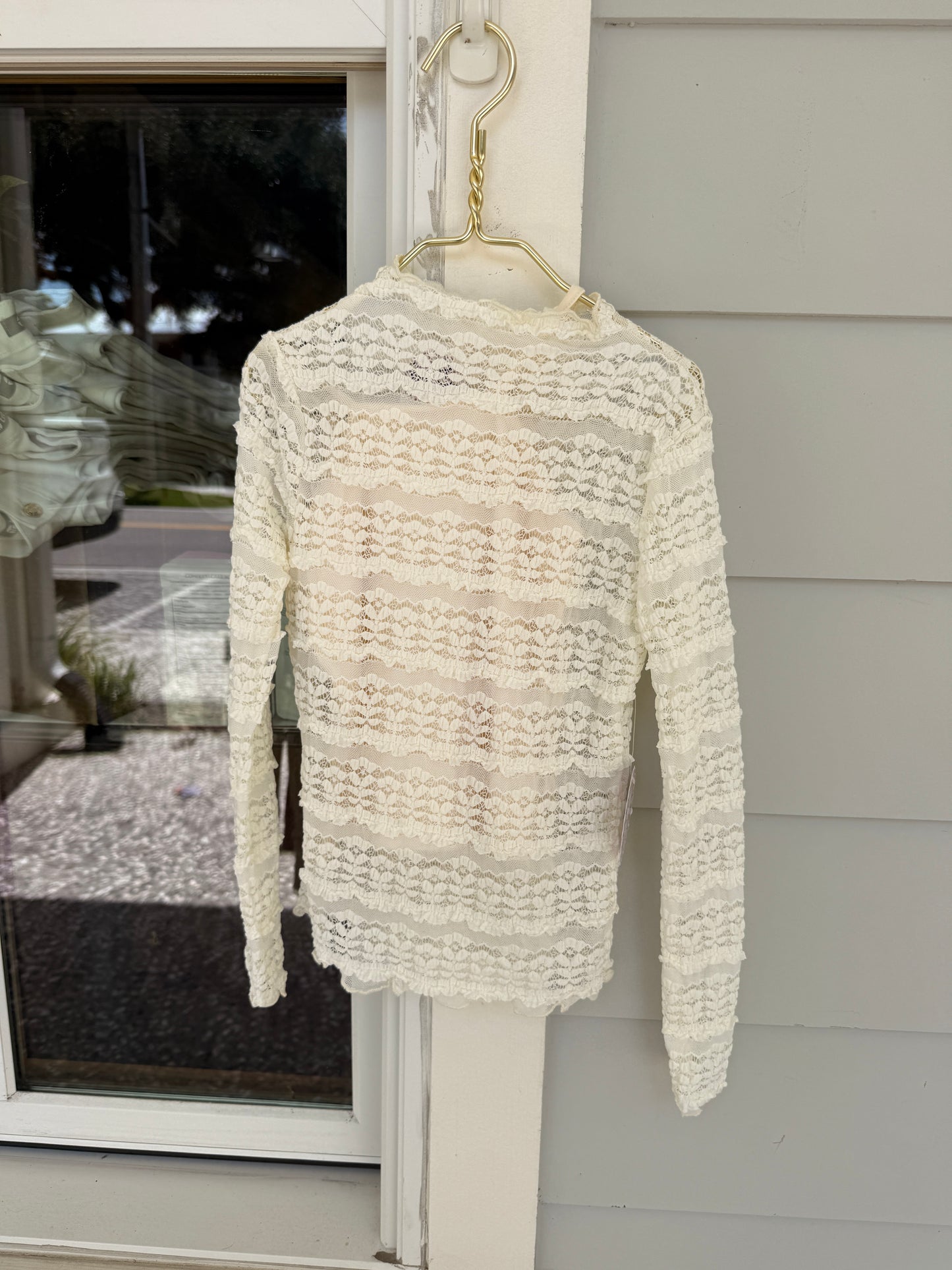 Mock Neck Mesh L/S