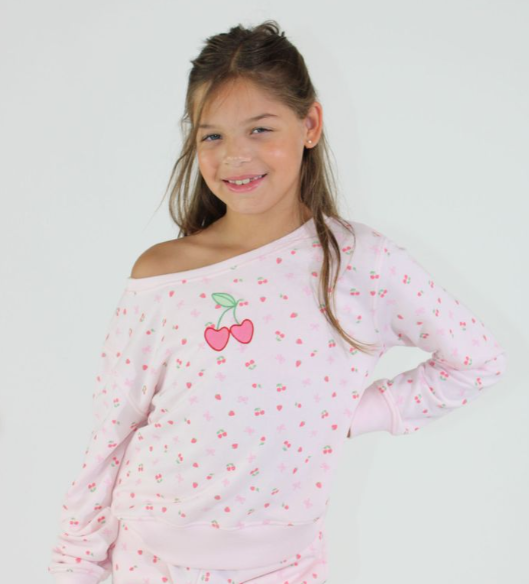 Berry All Over Wide Neck Sweatshirt