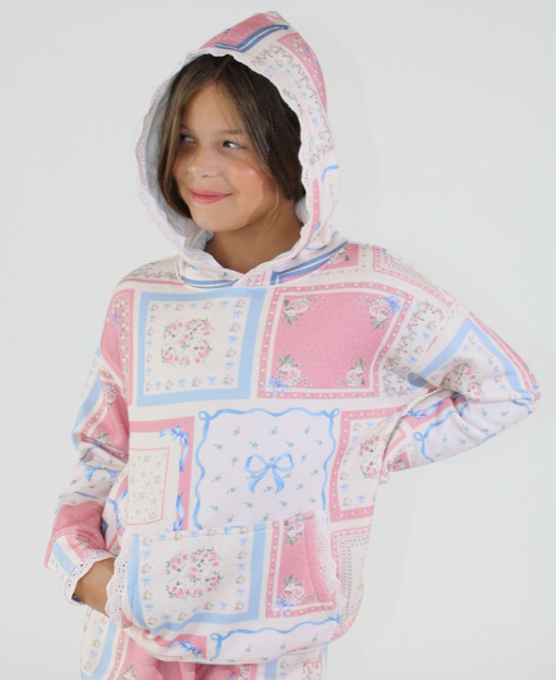 Floral Tile Print Hoodie