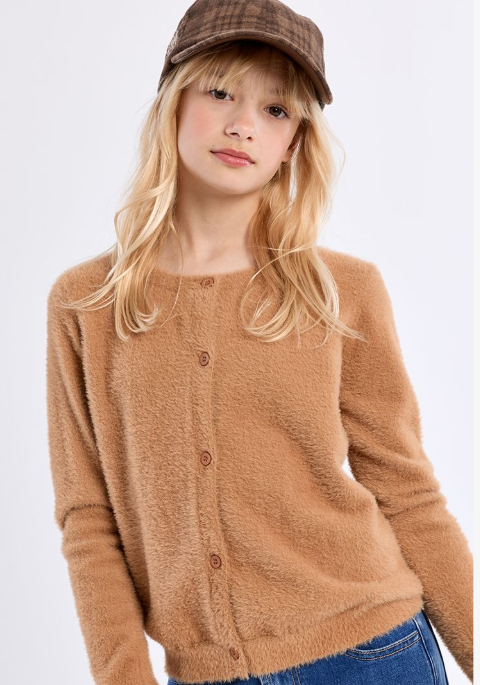 Camel Fuzzy Cardigan