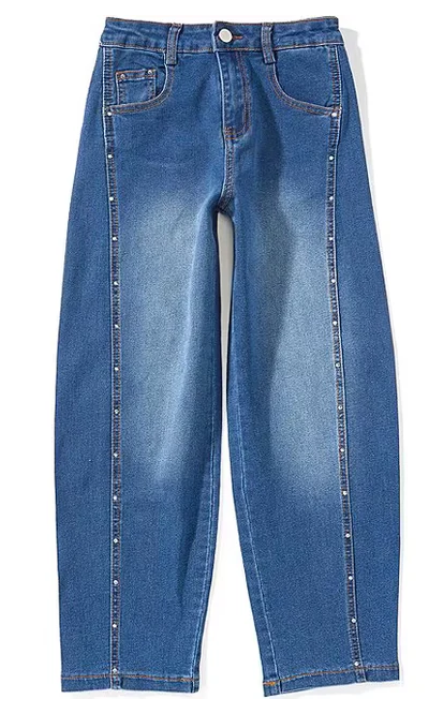 Rhinestone Barrel Jeans