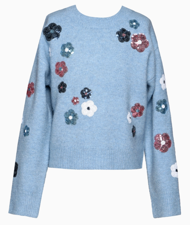 Sequin Floral Knit Sweater