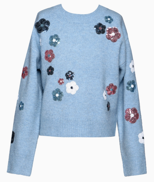 Sequin Floral Knit Sweater