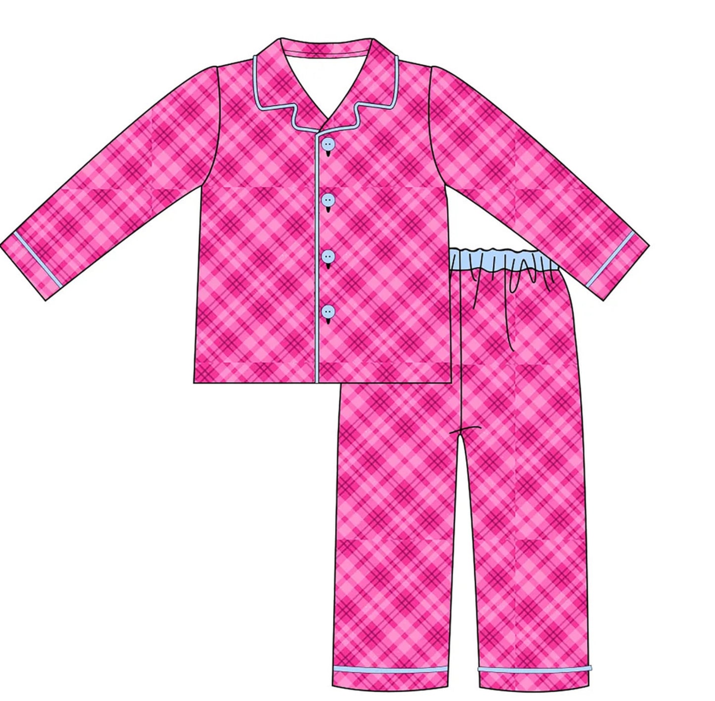 Bamboo Loungewear Set-Pink Plaid Print