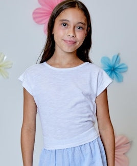 White Tee Bow Back