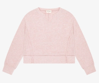 Hacci Jersey Cropped Split Neck Tunic