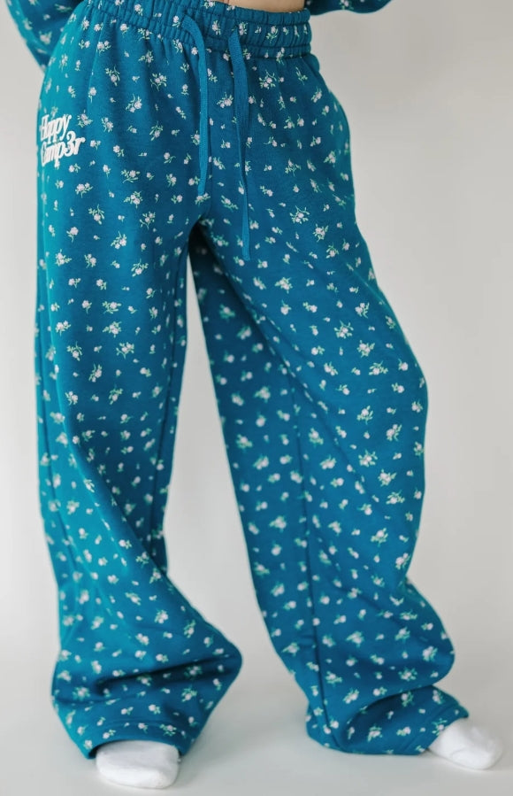 Teal Peony Sweatpants