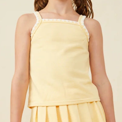 Yellow Crochet Detail Tank Top