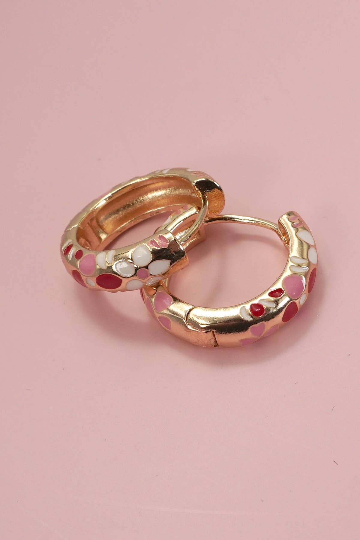 COLORFUL ENAMEL FLOWER HUGGIE HOOP