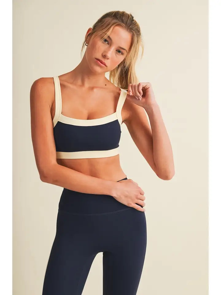 Contrast block sports bra