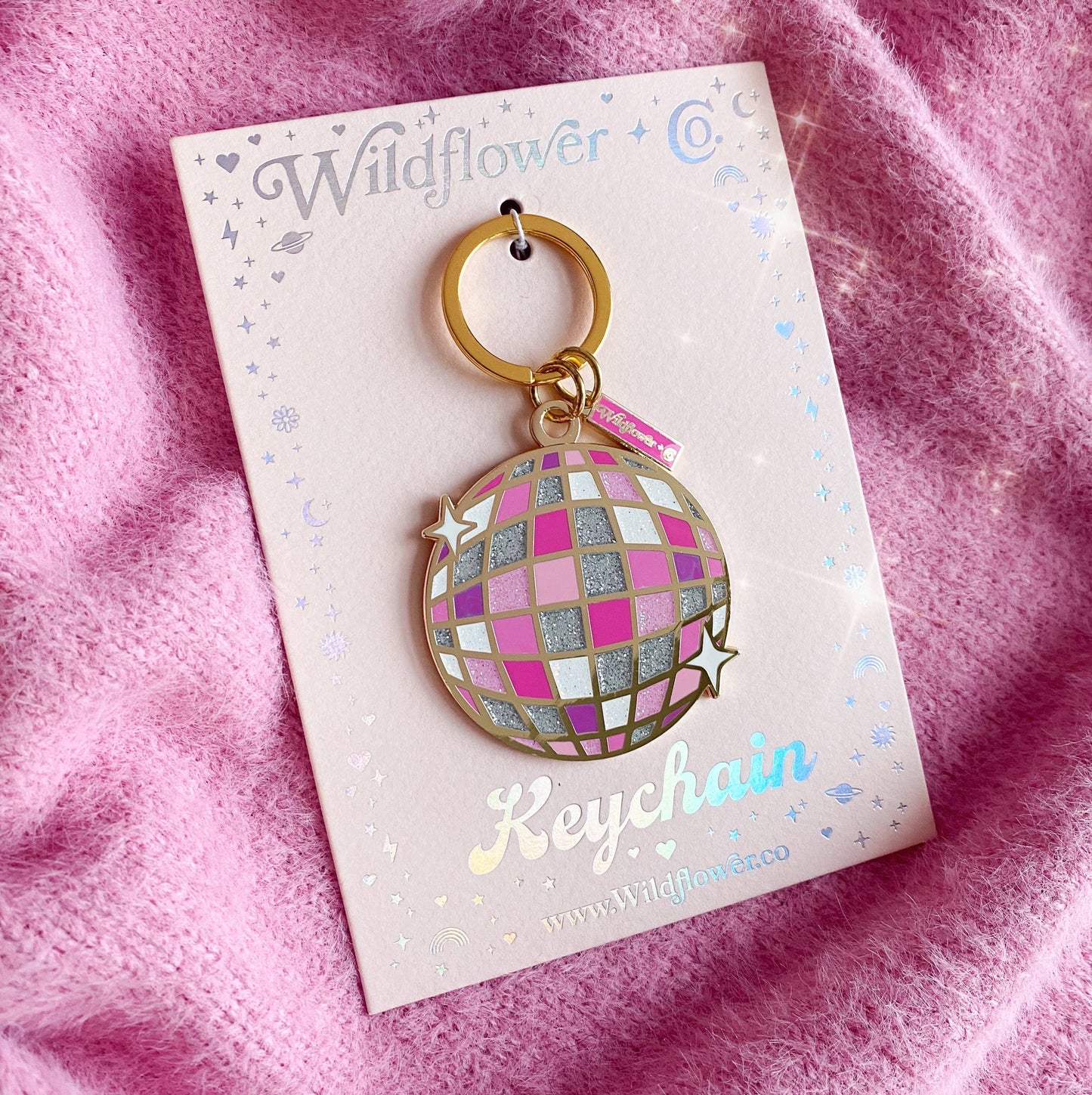 Disco Ball Enamel Keychain