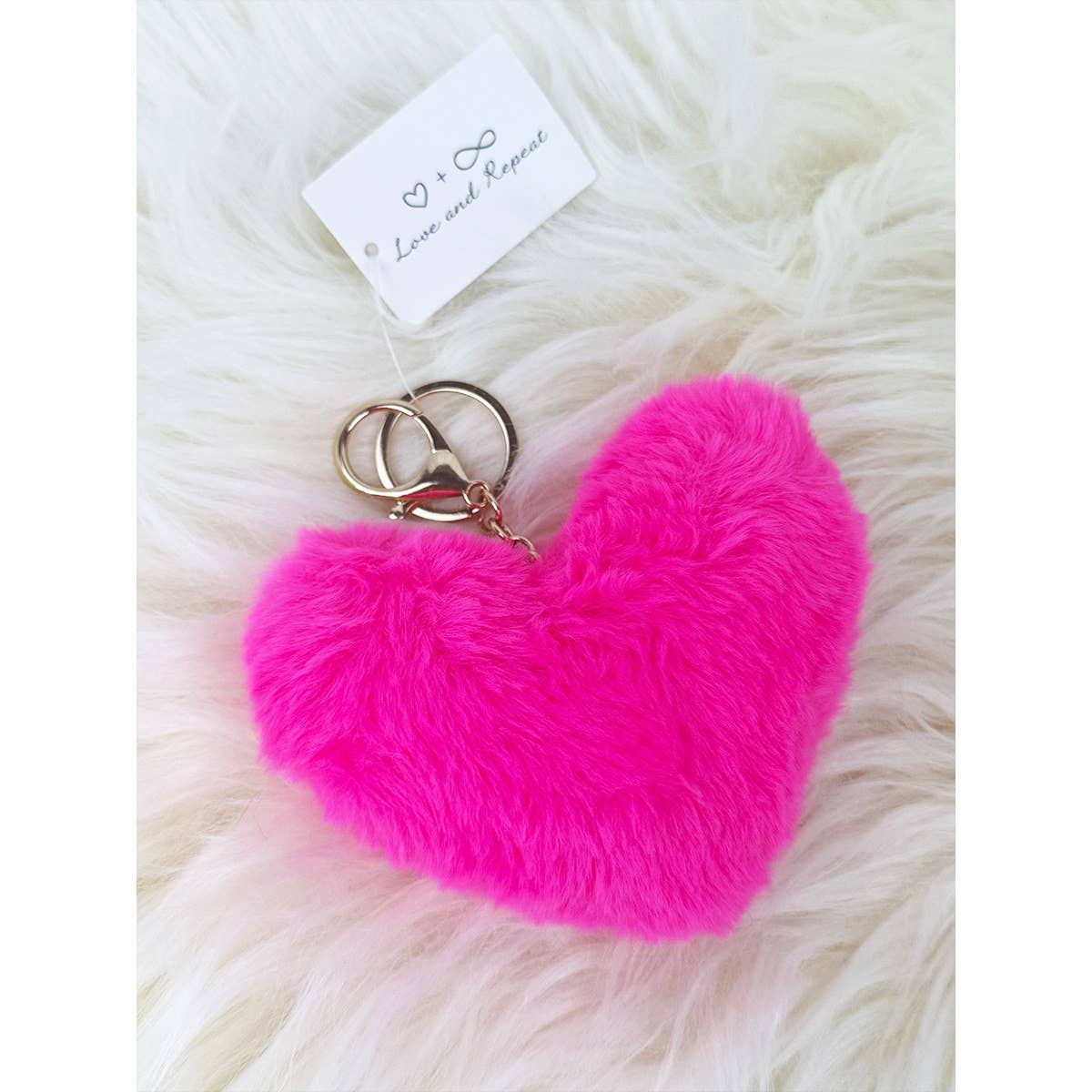 Pom Pom Heart Shape Plush Keychain