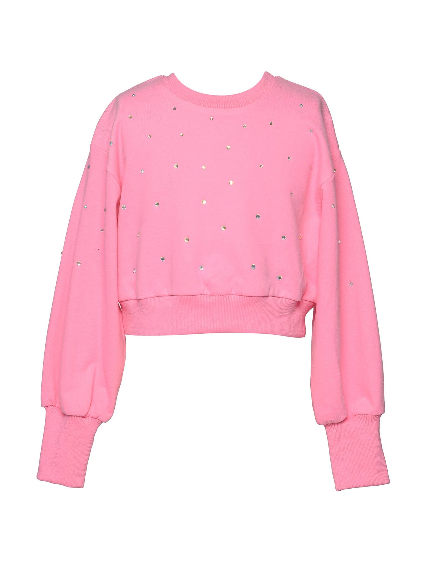 RHINESTONE TRIMMED L/S SWEATSHIRT