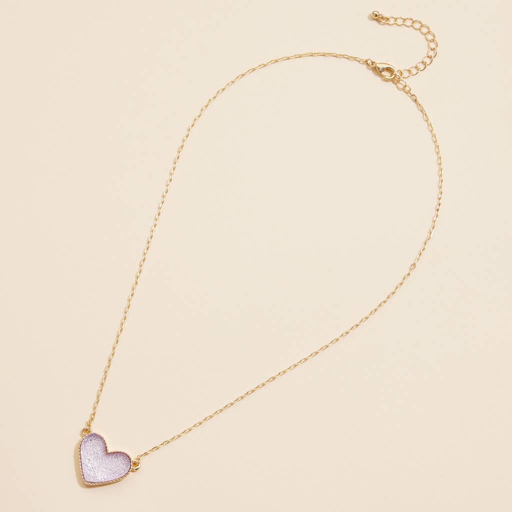 Heart Druzy Stone Charm Short Necklace