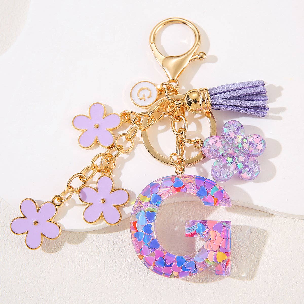 Purple Initial Keychain