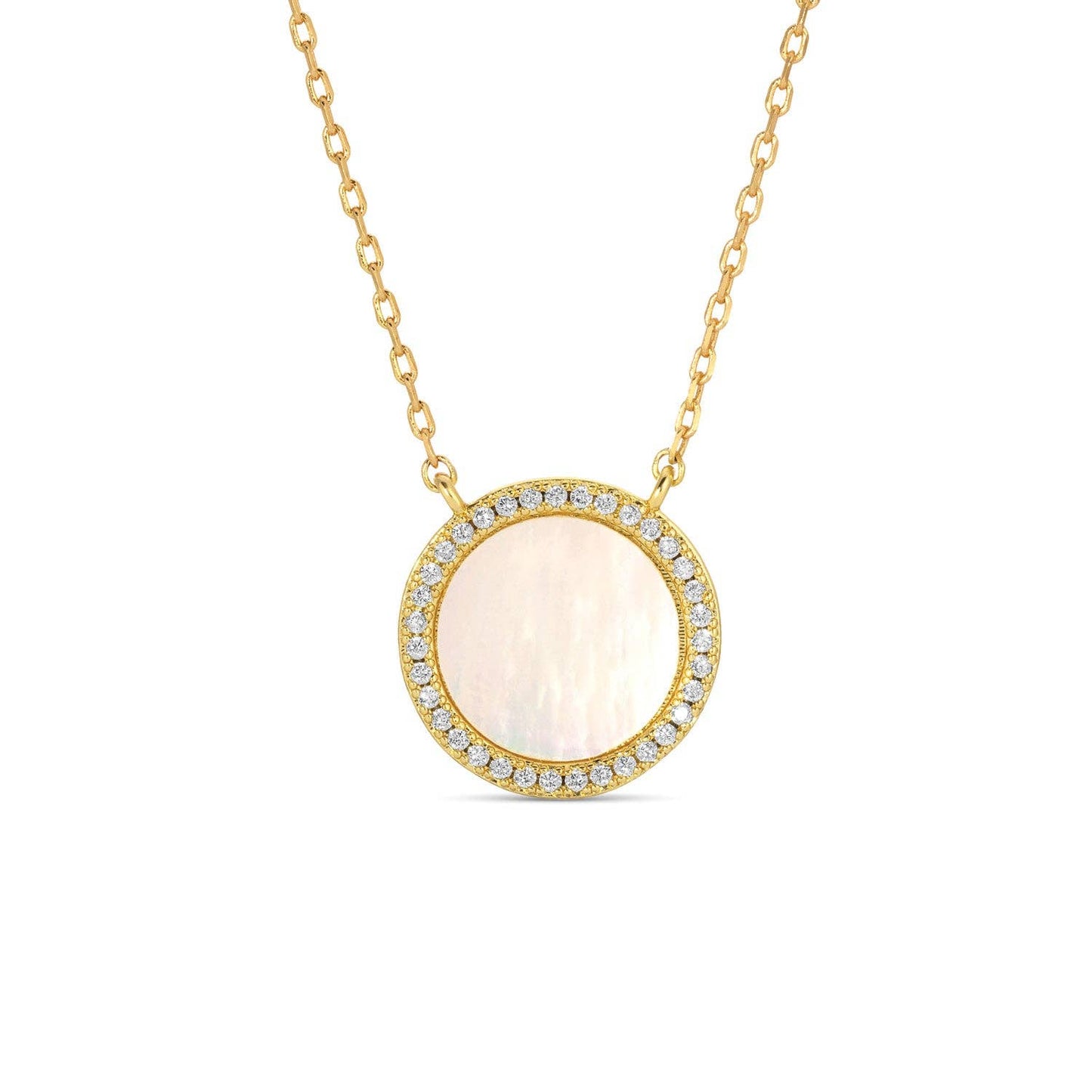 Round Pave Shell Necklace