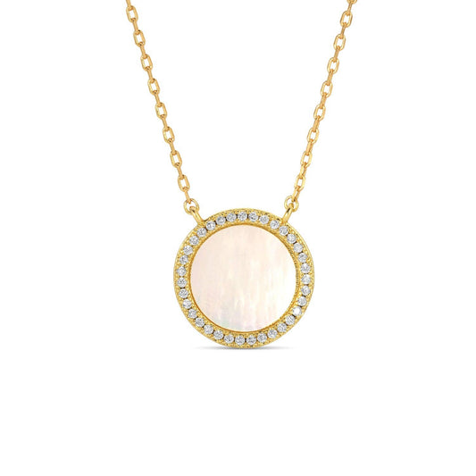 Round Pave Shell Necklace